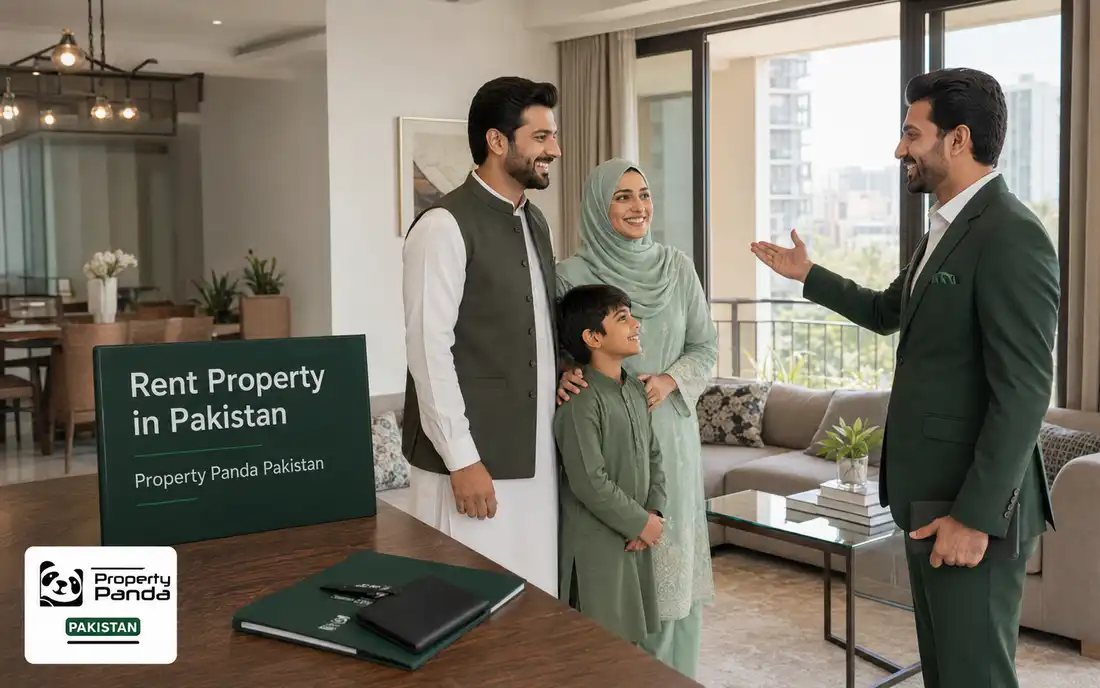 Family viewing a modern apartment in Lahore