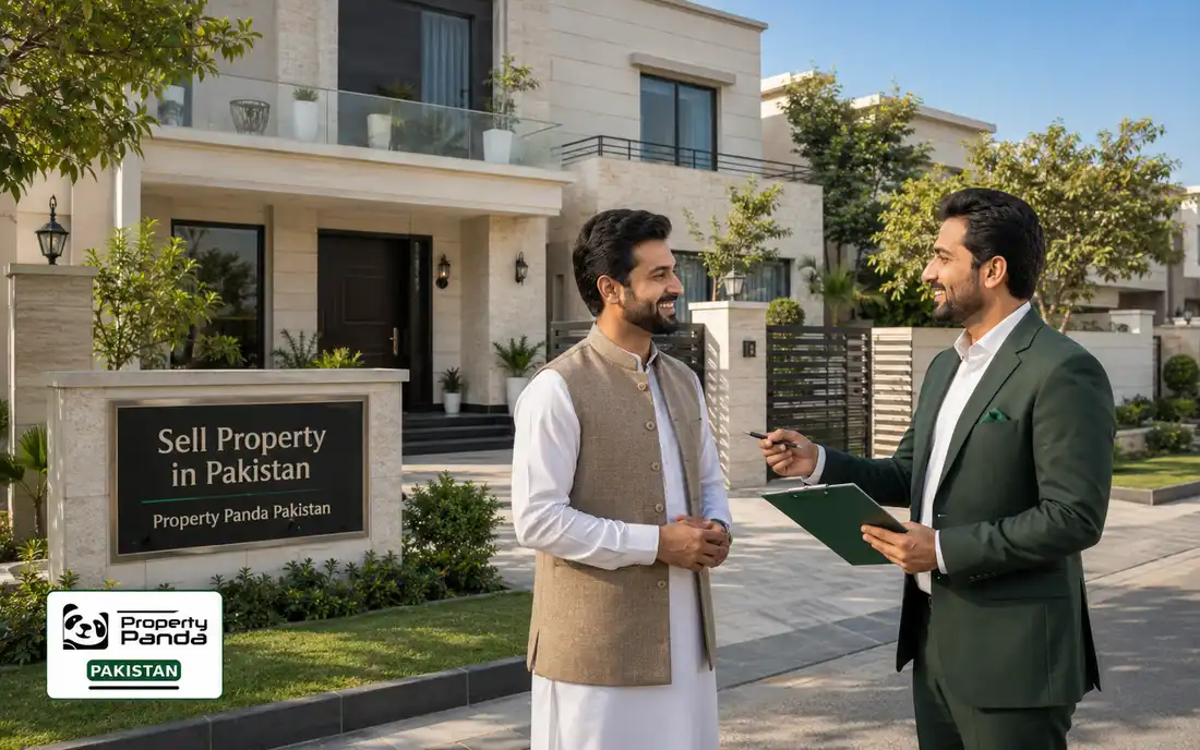 Property agent meeting at a DHA Lahore villa