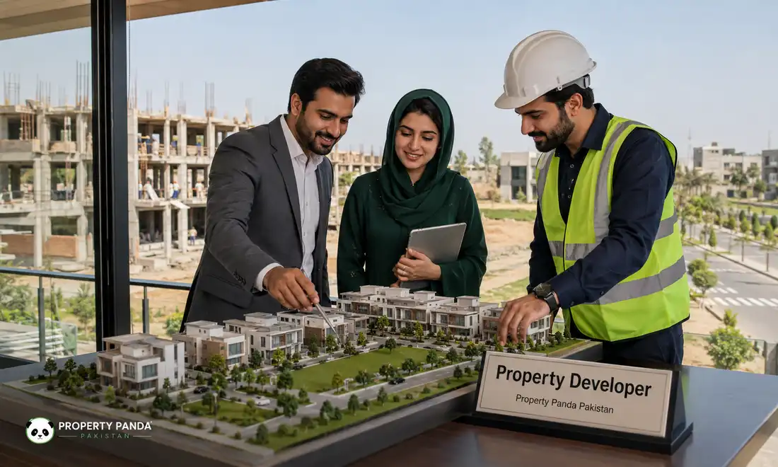 Property developer reviewing a project in Pakistan